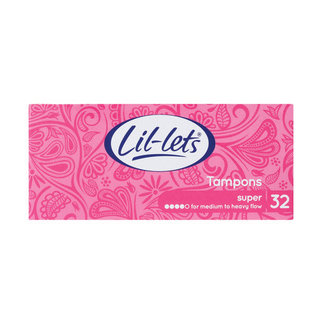 Lil-Lets Non-Applicator Tampons Super 32s x 12