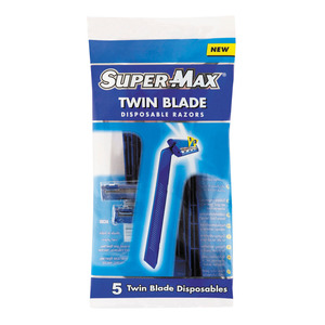 Super-max Men's Twin Blade Disposable Razors 5ea