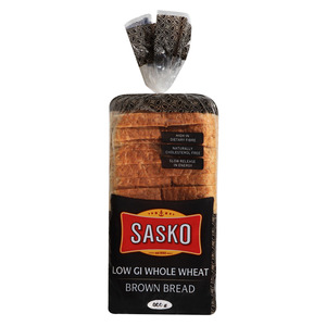 Sasko Low GI Whole Wheat Brown Bread 800g