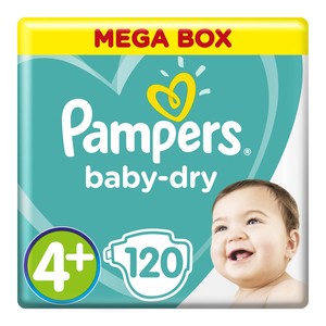 Pampers Baby-Dry Size 4+ Mega Box, 120 Nappies