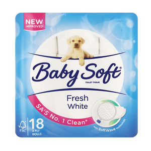 Baby Soft 2 Ply Toilet Paper White 18s