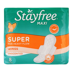 Stayfree Pads Maxi Thick Wings Unsented 8ea