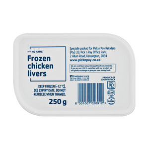 No Name Frozen Chicken Livers 250g
