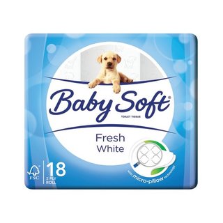 Baby Soft 2 Ply Toilet Paper White 18s x 4