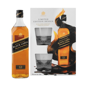 Johnnie Walker Black Label Whiskey 750ml with 2 Glasses