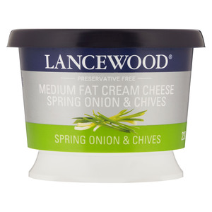 Lancewood Medium Fat Spring Onion & Chives Flavoured Cream Cheese 230g