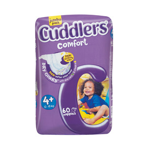 Cuddlers Comfort Diapers Size 4+ 12-18kg 60s