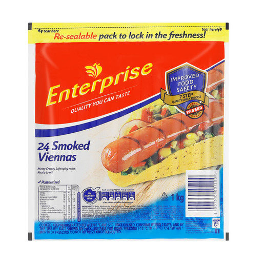 Enterprise Smoked Long Viennas 1kg | PnP